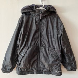 Gap Kids Boys Windbreaker Jacket Coat Size M Lightweight Packable Hooded Gray.